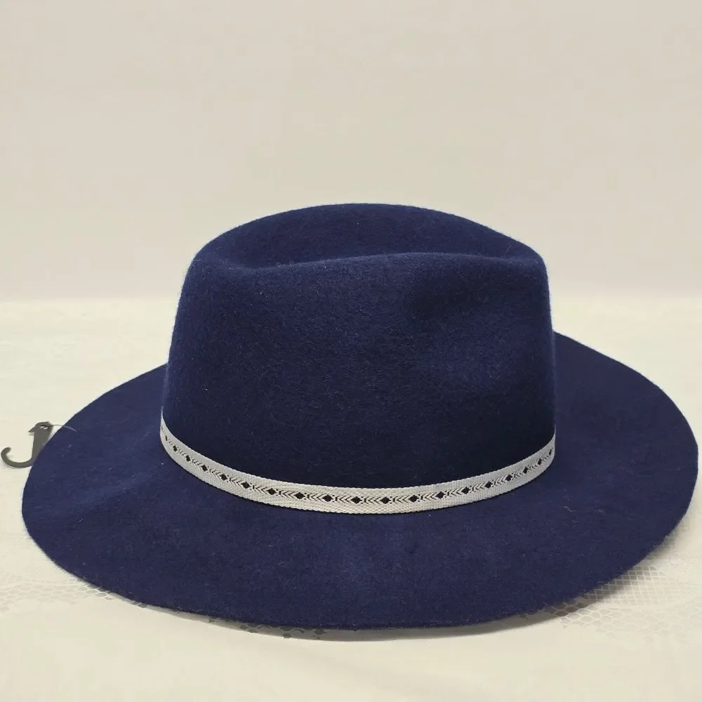 D&Y Womens Navy Blue Wool Fedora Hat NWOT